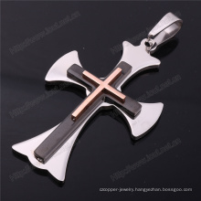 Stainless Steel Silver Cross Within a Gothic Cross Pendant Little Cross (IO-st200)